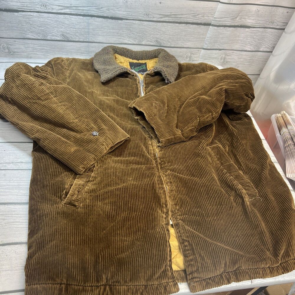 Vintage Sears Chore Jacket Mens Large? Brown Corduroy 70s The Country Coat Heavy